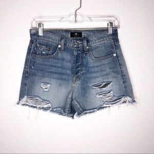 7 for all mankind Shorts Womens 24 Denim Monroe cutoff jean revolve distressed L